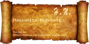 Haszonits Nikolett névjegykártya